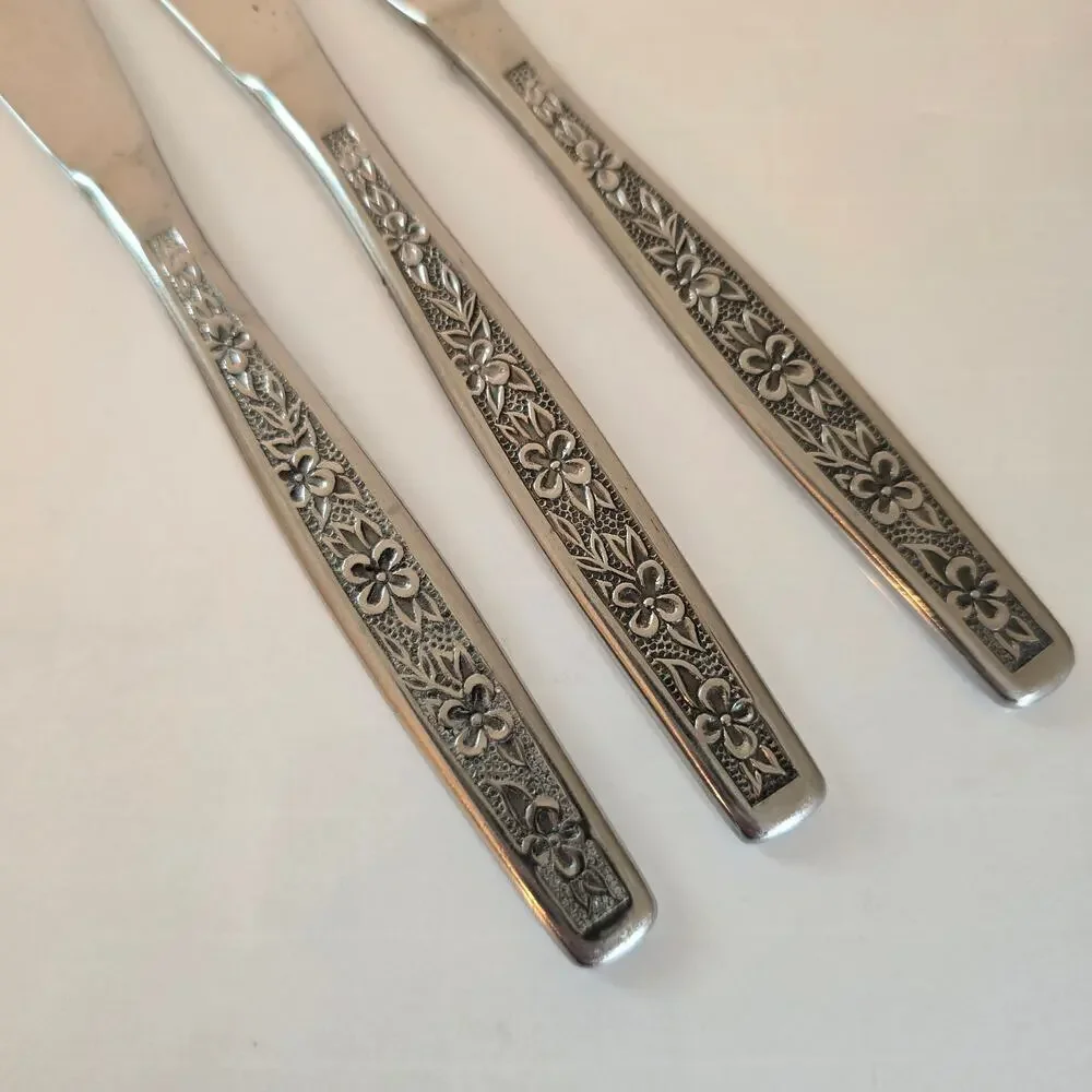 Rogers Stainless Butter/Dinner Knives La Spana Set Of 3 Mid Century Modern